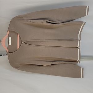 Fairway and Greene Tan Cardigan, Women's Large, 100% Pima Cotton